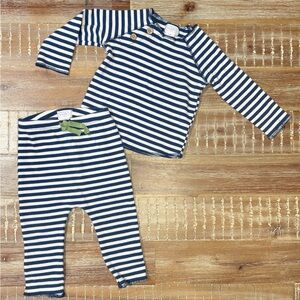 Mud Pie Striped Blue and White Baby Outfit